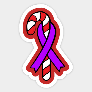 Candy Cane Awareness Ribbon (Purple) Sticker